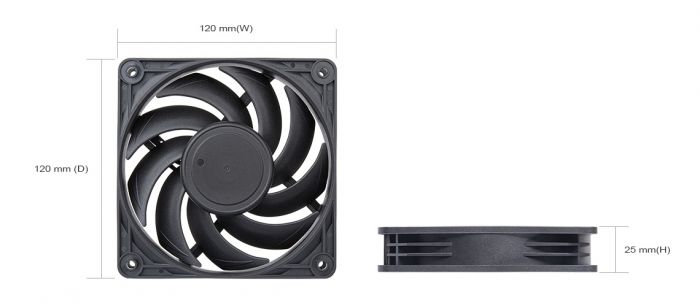Корпусний вентилятор SilverStone Vista VS120B-F, 120мм, 1500rpm, 3pin 23.1dBa, чорний