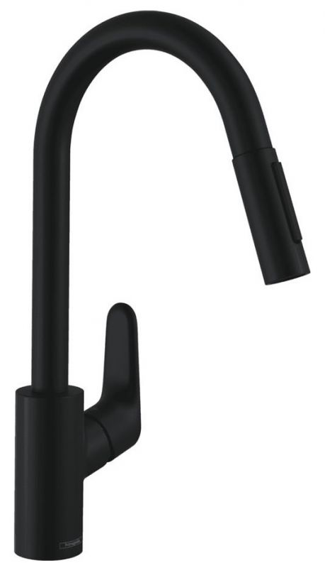 Змішувач для кухні Hansgrohe Focus M41, довж.виливу - 235мм, витяжний, 1важіль, KM240, чорний матовий