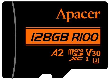 Карта пам'яті Apacer microSD 128GB C10 UHS-I U3 A2 R100/W80MB/s + SD