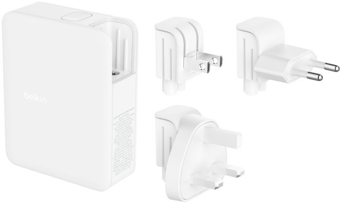 Зарядний пристрій мережевий Belkin 140Вт 3хUSB-С GAN PD PPS, USB-A, білий