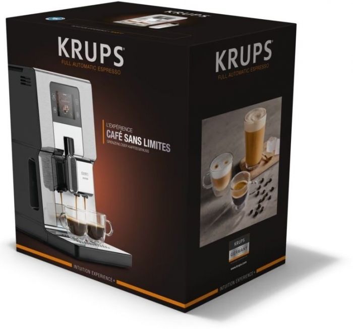 Кавомашина Krups Experience+, 3л, зерно, автомат.капуч, дисплей, авторецептів -7, сернор.керування, сріблястий