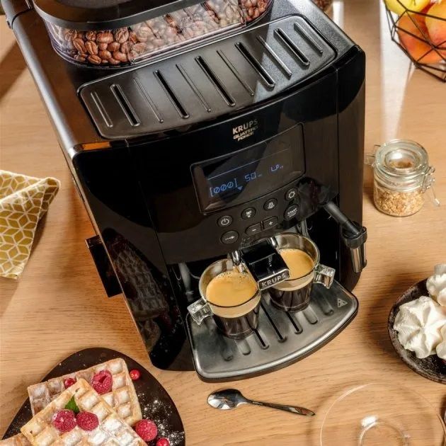 Кавомашина Krups  Arabica, 1,7л, зерно, ручний капуч, ОLED диспл, аторец.-19, чорний