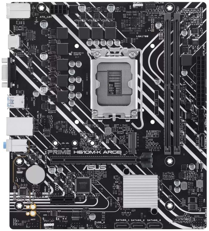 Материнcька плата ASUS PRIME H610M-K ARGB s1700 H610 2xDDR5 M.2 HDMI D-Sub mATX ARGB