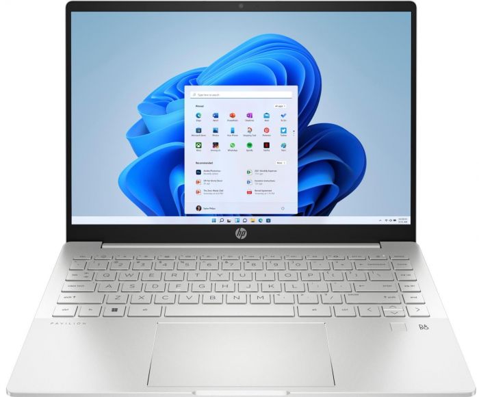 Ноутбук HP Pavilion Plus 14-eh1007ua 14" 2.2K IPS AG, Intel i5-1335U, 16GB, F512GB, NVD550-2, DOS, сріблястий