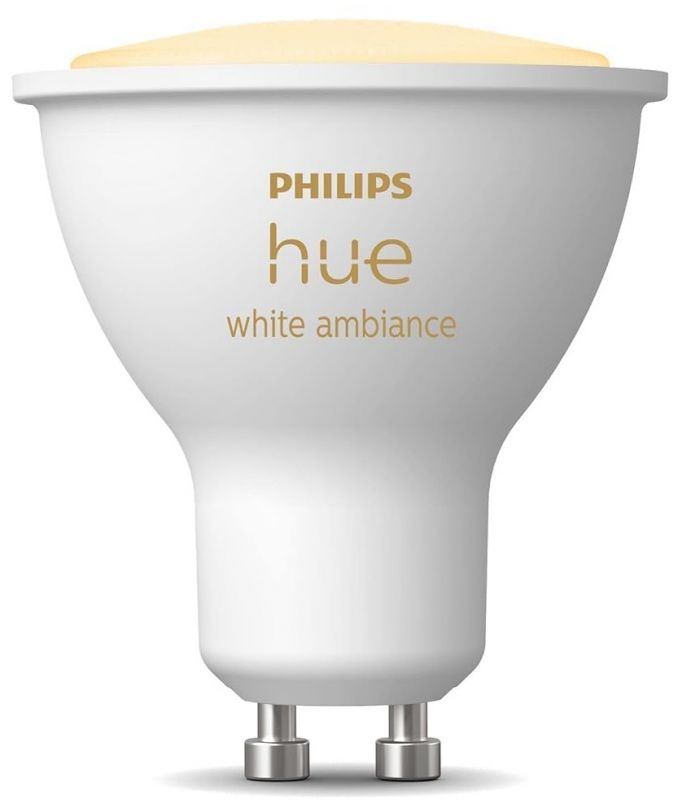Лампа розумна Philips Hue GU10, 5W(50Вт), 2200K-6500K, Tunable white, ZigBee, Bluetooth, димування