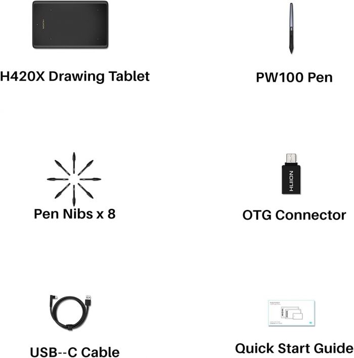 Графічний планшет Huion 4.17"x 2.6" H420X USB-Cчорний