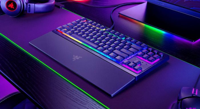 Клавіатура механічна Razer Ornata V3 TKL 84key, Mecha-Membrane Switch, USB-A, EN/UKR RGB, чорний