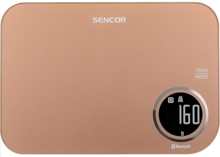 Ваги Sencor кухонні, 5кг, підкл. до смартфону, 2хААА , пластик, золотий