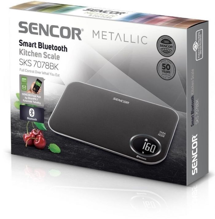 Ваги Sencor кухонні, 5кг, підкл. до смартфону, 2хААА , пластик, чорний