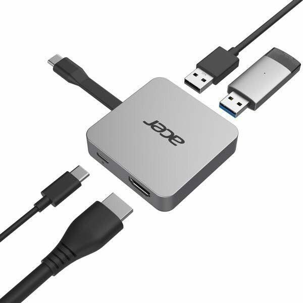 Хаб Acer USB-С > 2xUSB-A3.2/USB-C/ HDMI, 0.15м, сірий