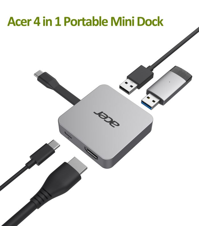 Хаб Acer USB-С > 2xUSB-A3.2/USB-C/ HDMI, 0.15м, сірий