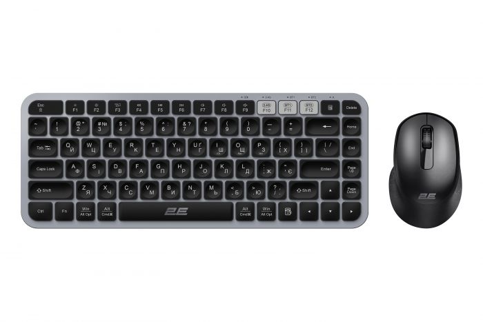 Комплект клавіатура та миша 2E MK430 WL/BT, EN/UK, сіро-чорний