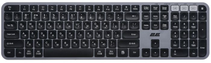 Комплект клавіатура та миша 2E MK440 WL/BT, EN/UK, сіро-чорний
