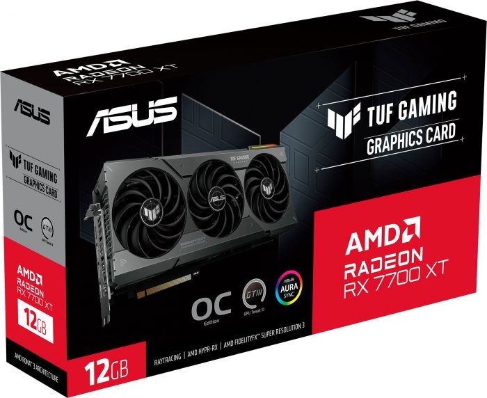 Вiдеокарта ASUS Radeon RX 7700 XT 12GB GDDR6 TUF OC TUF-RX7700XT-O12G-GAMING