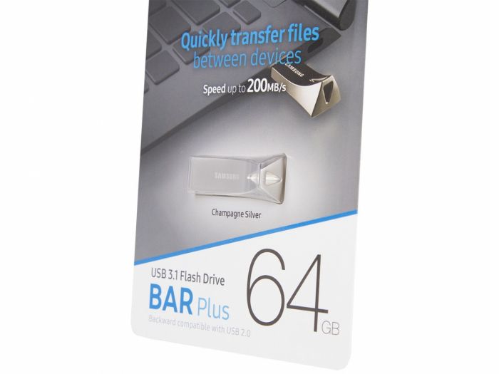 Накопичувач Samsung  64GB USB 3.1 Type-C Bar Plus  Сріблий