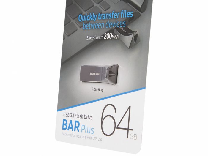 Накопичувач Samsung  64GB USB 3.1 Type-A Bar Plus  Сірий