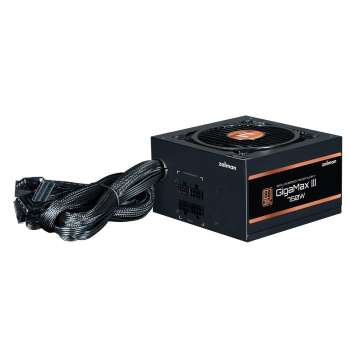 Блок живлення Zalman Gigamax 3  (750W), 88%, 80+ Bronze, 120мм, 1xMB 24pin(20+4), 2xCPU (8pin(4+4)+8pin), 3xMolex, 6xSATA, 4xPCIe 8pin(6+2), 1xPCIe GEN5 16pin, Semi Modular
