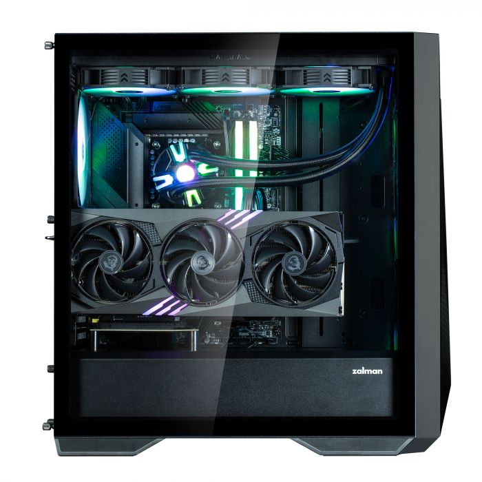 Корпус Zalman Z9 Iceberg MS без БЖ, 2xUSB3.0, 2xUSB2.0, 1xUSB 3.1 Gen2 Type-C, 4x140мм ARGB, VGA 390мм, LCS ready, TG Side Panel, EATX, чорний
