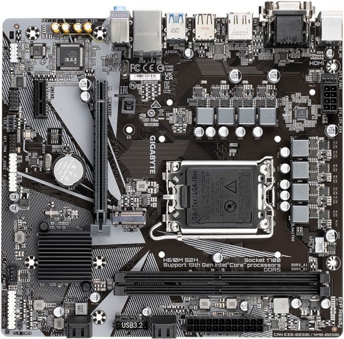 Материнська плата GIGABYTE H610M S2H s1700 H610 2xDDR5 M.2 HDMI mATX