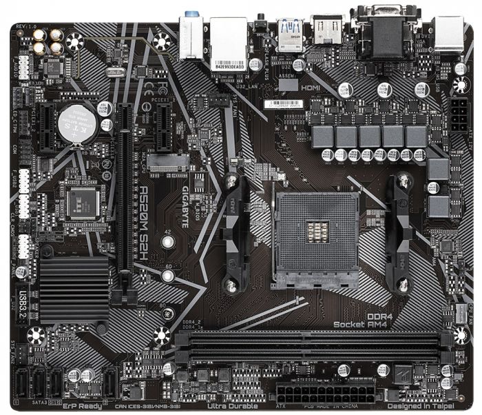 Материнська плата GIGABYTE A520M S2H sAM4 A520 2xDDR4 HDMI DVI VGA mATX