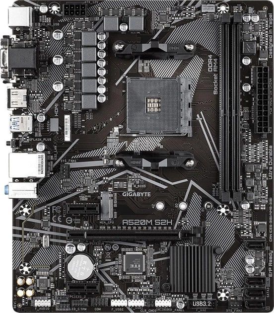 Материнська плата GIGABYTE A520M S2H sAM4 A520 2xDDR4 HDMI DVI VGA mATX