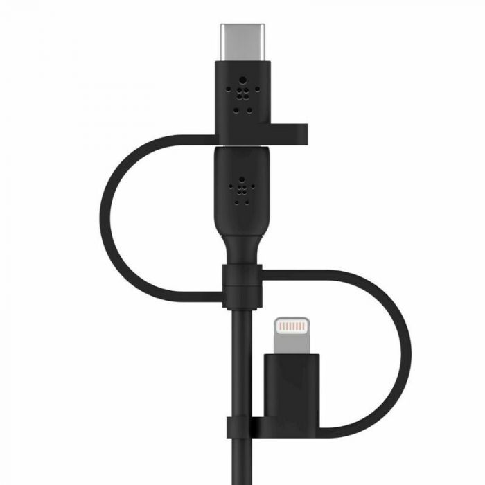 Кабель USB-A > Lightning/USB-С/microUSB заряджання/синхронізації Belkin, 1м, чорний