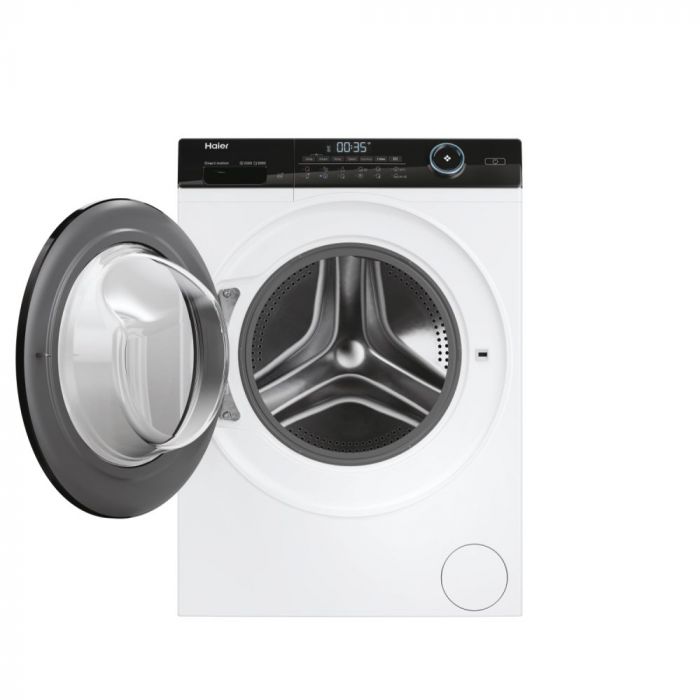 Пральна машина Haier фронтальна, 8кг, 1400, A+++, 50см, дисплей, пара, інвертор, люк чорний, прямий привід, білий