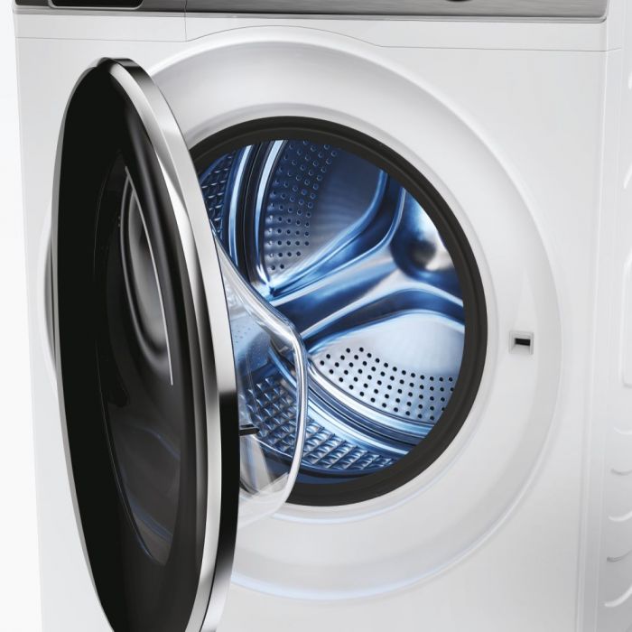 Пральна машина Haier фронтальна, 9кг, 1400, A+++, 52см, дисплей, пара, інвертор, люк чорний, білий