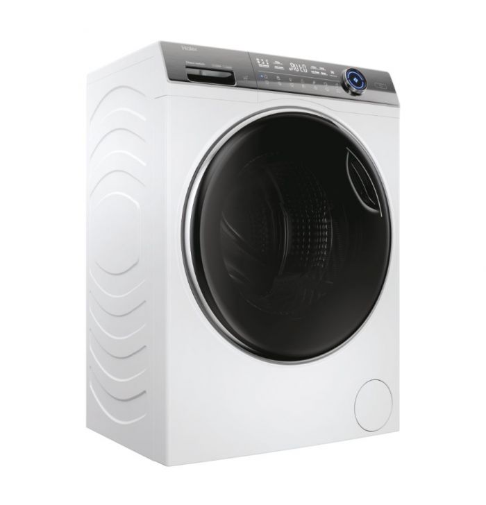 Пральна машина Haier фронтальна, 9кг, 1400, A+++, 52см, дисплей, пара, інвертор, люк чорний, білий