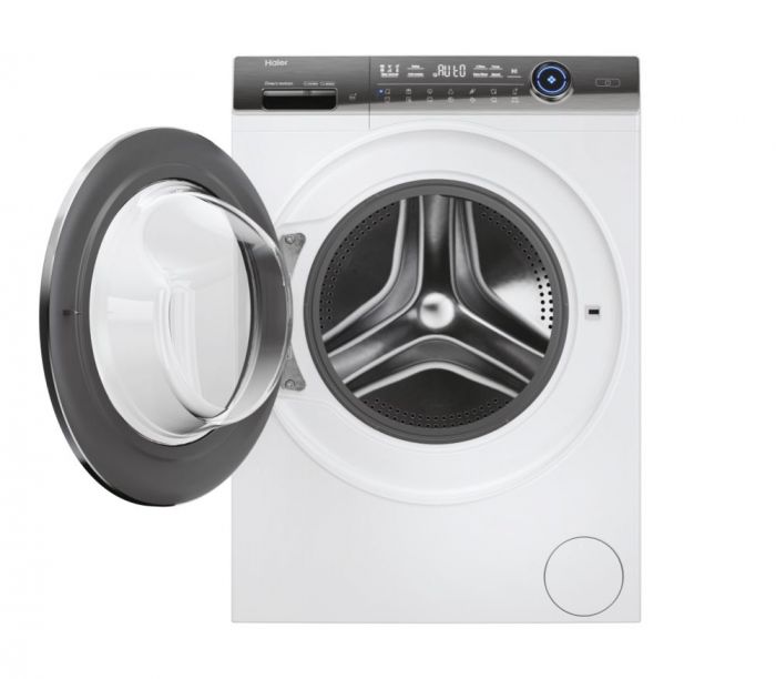 Пральна машина Haier фронтальна, 9кг, 1400, A+++, 52см, дисплей, пара, інвертор, люк чорний, білий