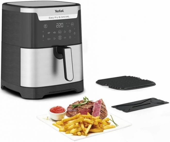 Мультипіч Tefal EasyFry&Grill XXL, 1830Вт, чаша-6.5л, сенсорне керув., 8 програм, пластик, черно-сірий