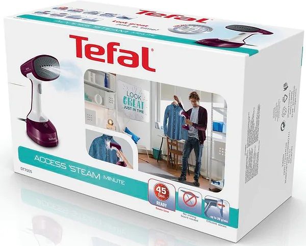 Відпарювач Tefal Access Steam Minute, 1100Вт, 150мл, постійна пара - 20гр, керам. підошва, біло-фіолетовий