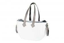 Сумка Nuvita MyMia ручки шкіра, килимок, ремені для коляски, біло-сірий