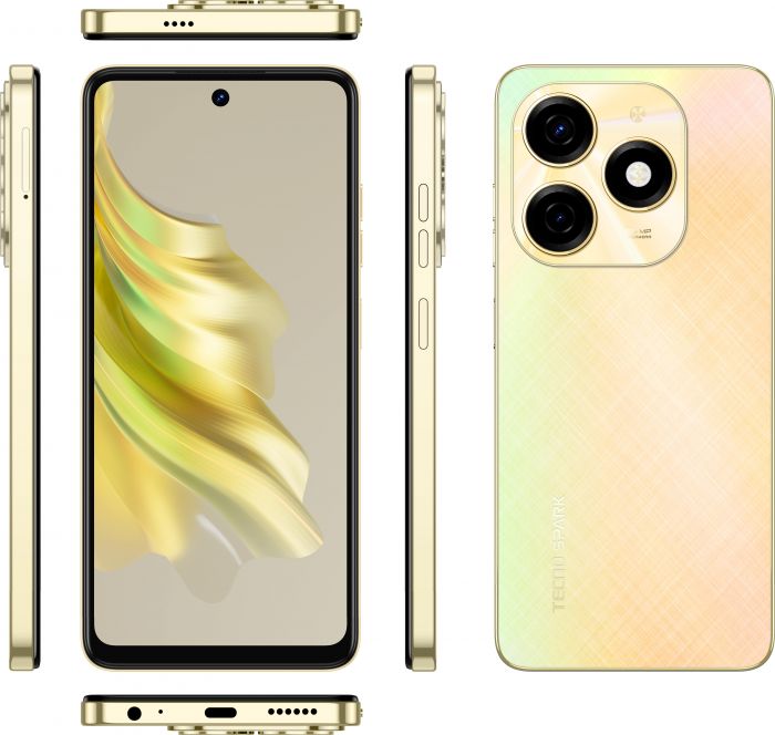 Смартфон TECNO Spark 20 (KJ5n) 6.56" 8/128ГБ, 2SIM, 5000мА•год, Neon Gold