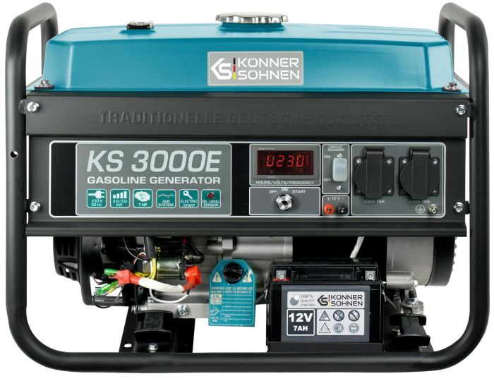 Генератор бензиновий Konner&Sohnen KS 3000E, 230В, 3.0кВт, електростартер, 46.1кг