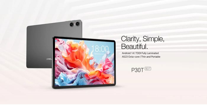 Планшет Teclast P30T 10.1" 4ГБ, 128ГБ, 6000мА•год, Android, сірий