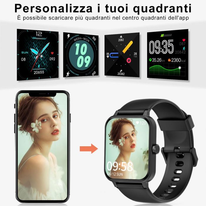 Смарт-годинник Blackview R30 44мм, 1.83", 240x284, TFT, BT 5.0, 384КБ, чорний