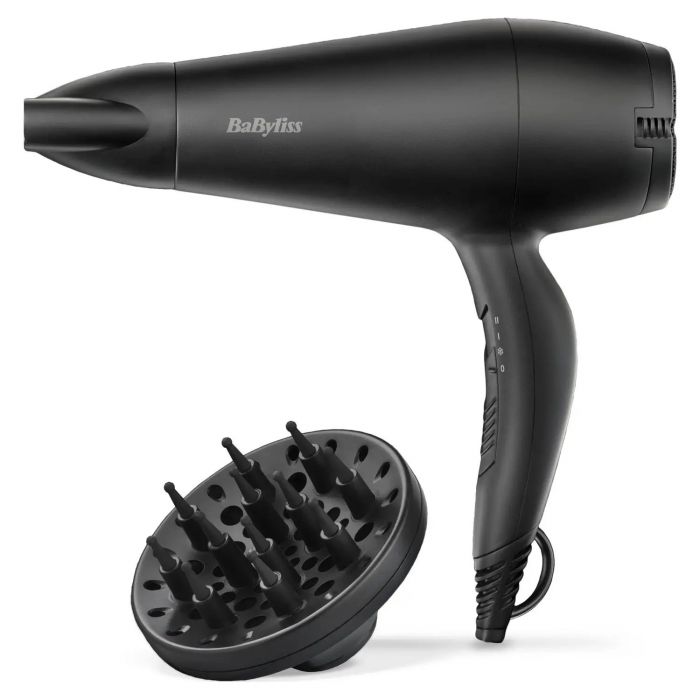 Фен Babyliss Power Smooth, 2000Вт, 2 режими, іонізація, хол. обдув, 2 насадки, чорний