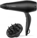 Фен Babyliss Power Smooth, 2000Вт, 2 режими, іонізація, хол. обдув, 2 насадки, чорний