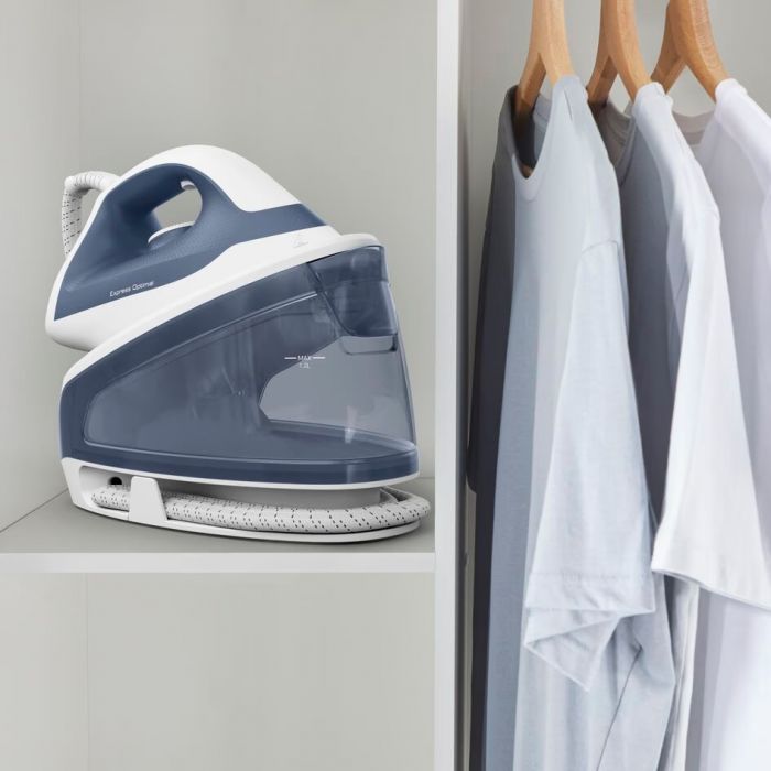 Праска-парогенератор Tefal Optimal, 2200Вт, 1200мл, паровий удар -190гр, постійна пара - 110гр, керам. підошва, біло-синій