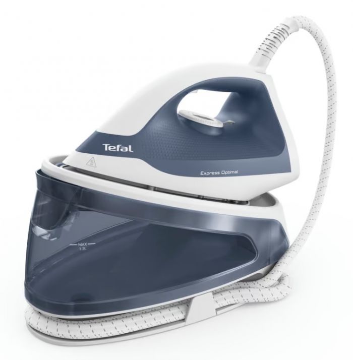 Праска-парогенератор Tefal Optimal, 2200Вт, 1200мл, паровий удар -190гр, постійна пара - 110гр, керам. підошва, біло-синій