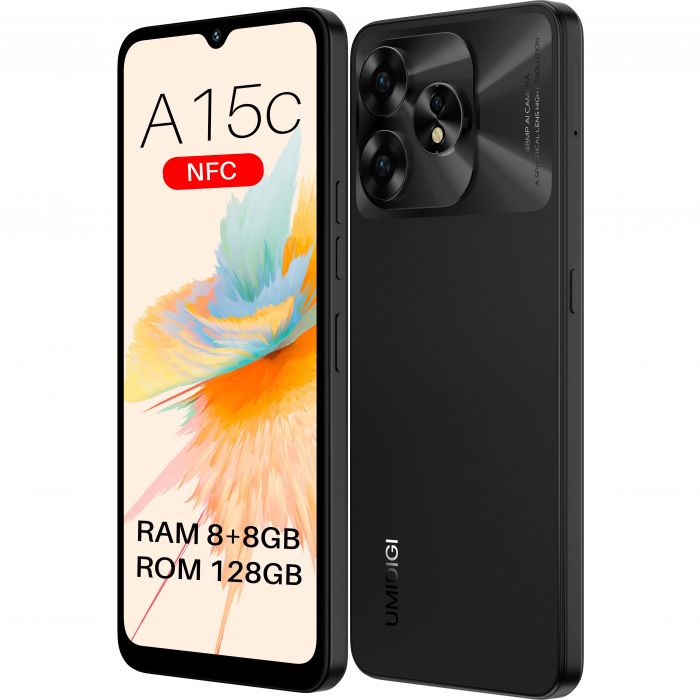 Смартфон UMIDIGI A15C (MP34) 6.7" 8/128ГБ, 2SIM, 5000мА·год, чорний