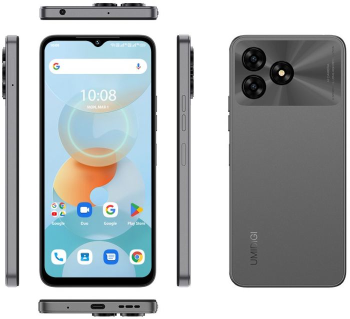Смартфон UMIDIGI G5A (MP38) 6.52" 4/64ГБ, 2SIM, 5000мА·год, сірий