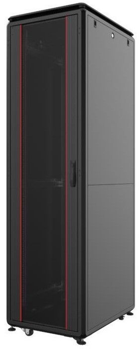 Шафа MIRSAN 19", 26U, GTV, скляні двері, 600x600 мм, чорна