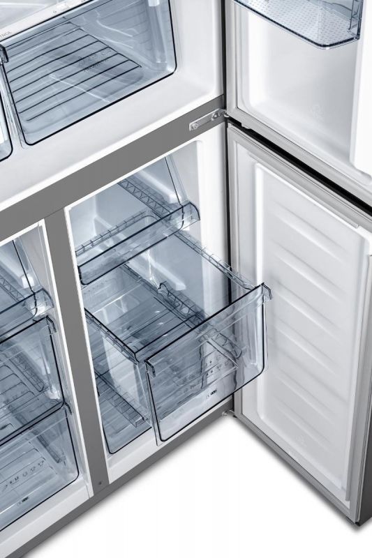 Холодильник SBS Gorenje, 182х64х80см, 4 двері, 265(129)л, А++, Інвертор , Зона св-ті, Внутр. Диспл, Нерж