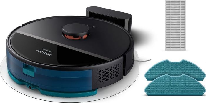 Робот-пилосос Philips Series 3000, h=34см, вологе прибирання, конт пил -0.35л, вода -0.3л, автон. робота до 200хв, НЕРА 11, чорний