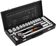 Набір інструментів Neo Tools, Набір торцевих головок, 25шт, 1/2", CrV, металевий кейс