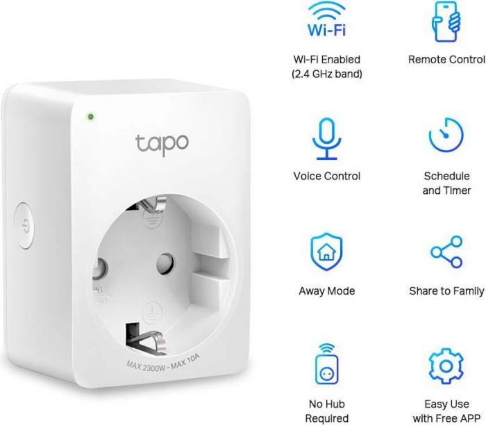 Розумна кнопка компактна TP-LINK Tapo P100M N300 BT 10A
