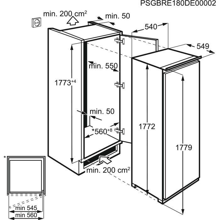 Морозильна камера Electrolux вбудована, 177x55х55, 204л, А++, NF, диспл внутр., білий