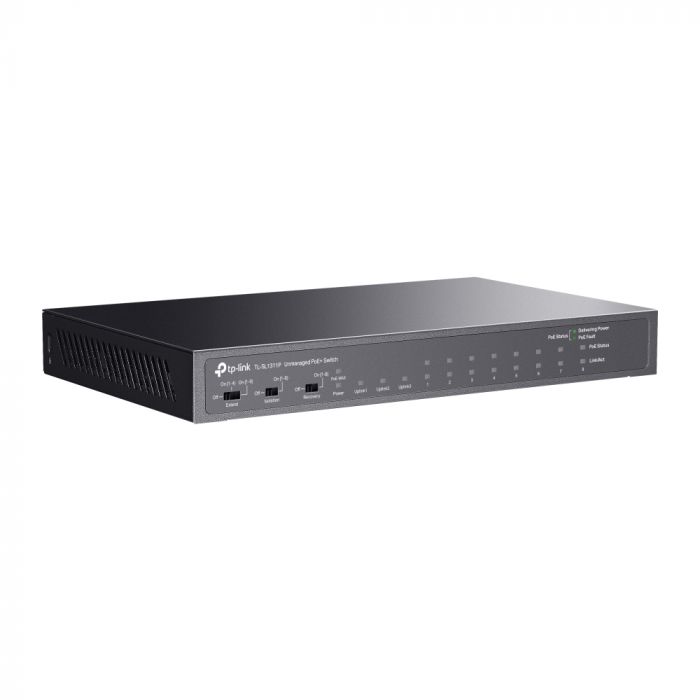 Комутатор TP-LINK TL-SL1311P 8x1FE (8xPoE), 2xGE, 1xSFP, 65Вт, Некерований